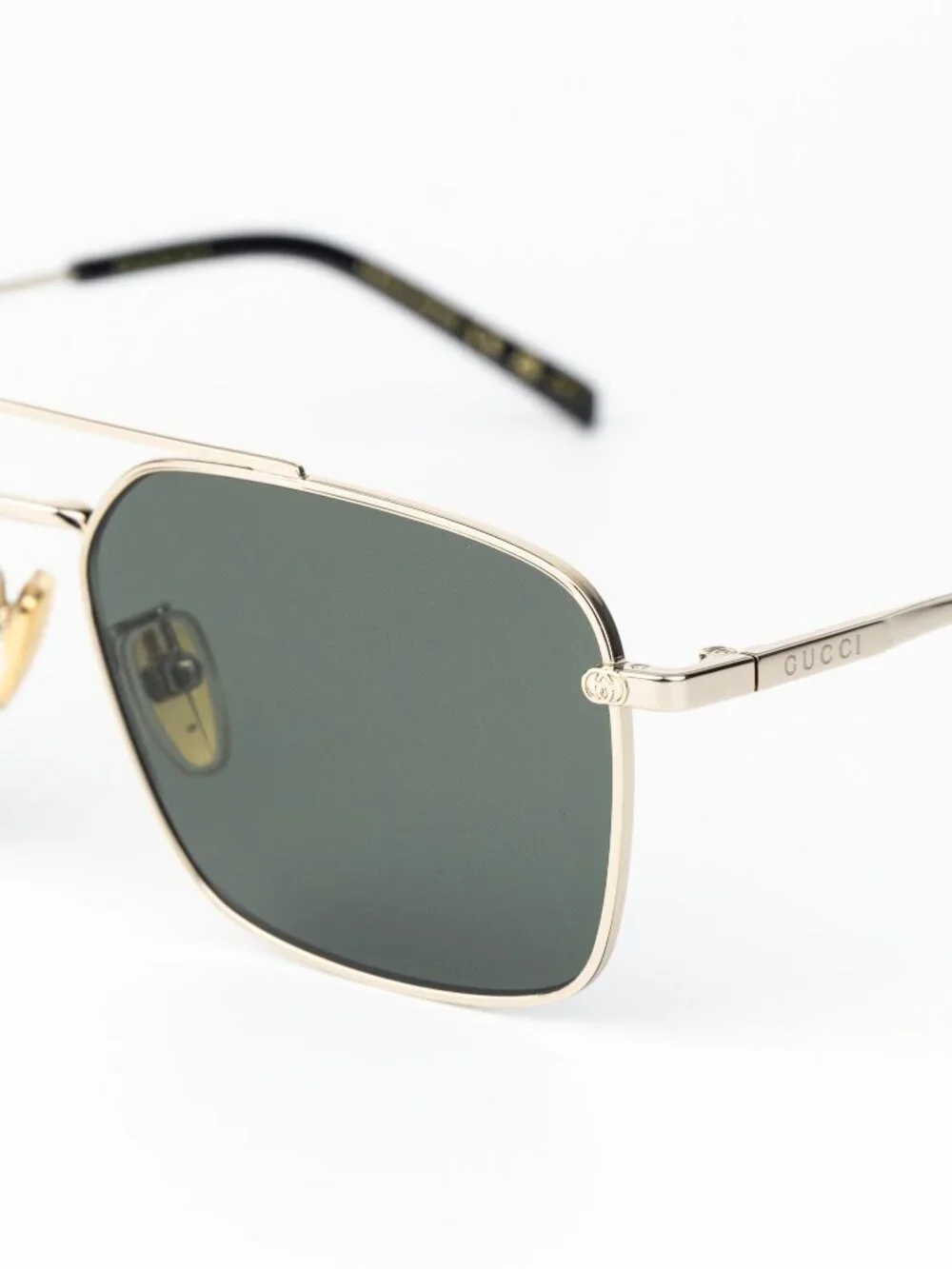 Gucci Men Sunglasses Gold Grey Rectangular GG1957SA 001 NEW AUTHENTIC